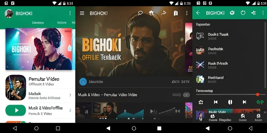Antarmuka pengguna BIGHOKI dengan fitur Pemutar Video Offline yang menarik.
