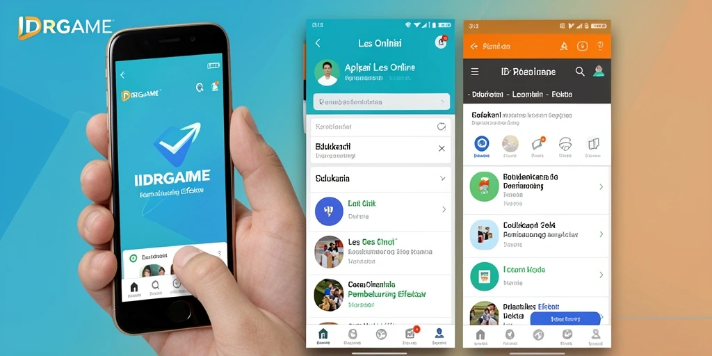 Antarmuka aplikasi Les Online IDRGAME yang interaktif dan menarik.