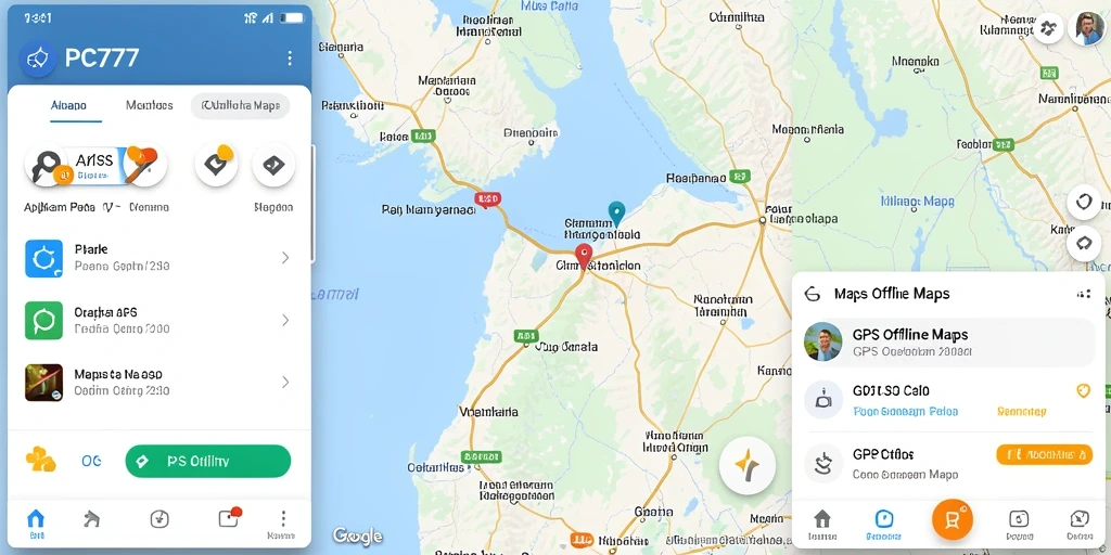 Antarmuka utama <strong>PC777</strong> menunjukkan fungsi GPS Offline Maps yang mudah digunakan.